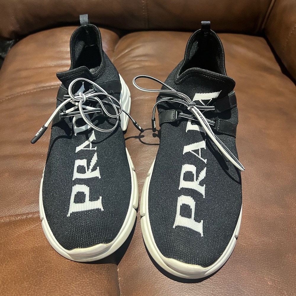 Prada Black and White Logo Sneakers